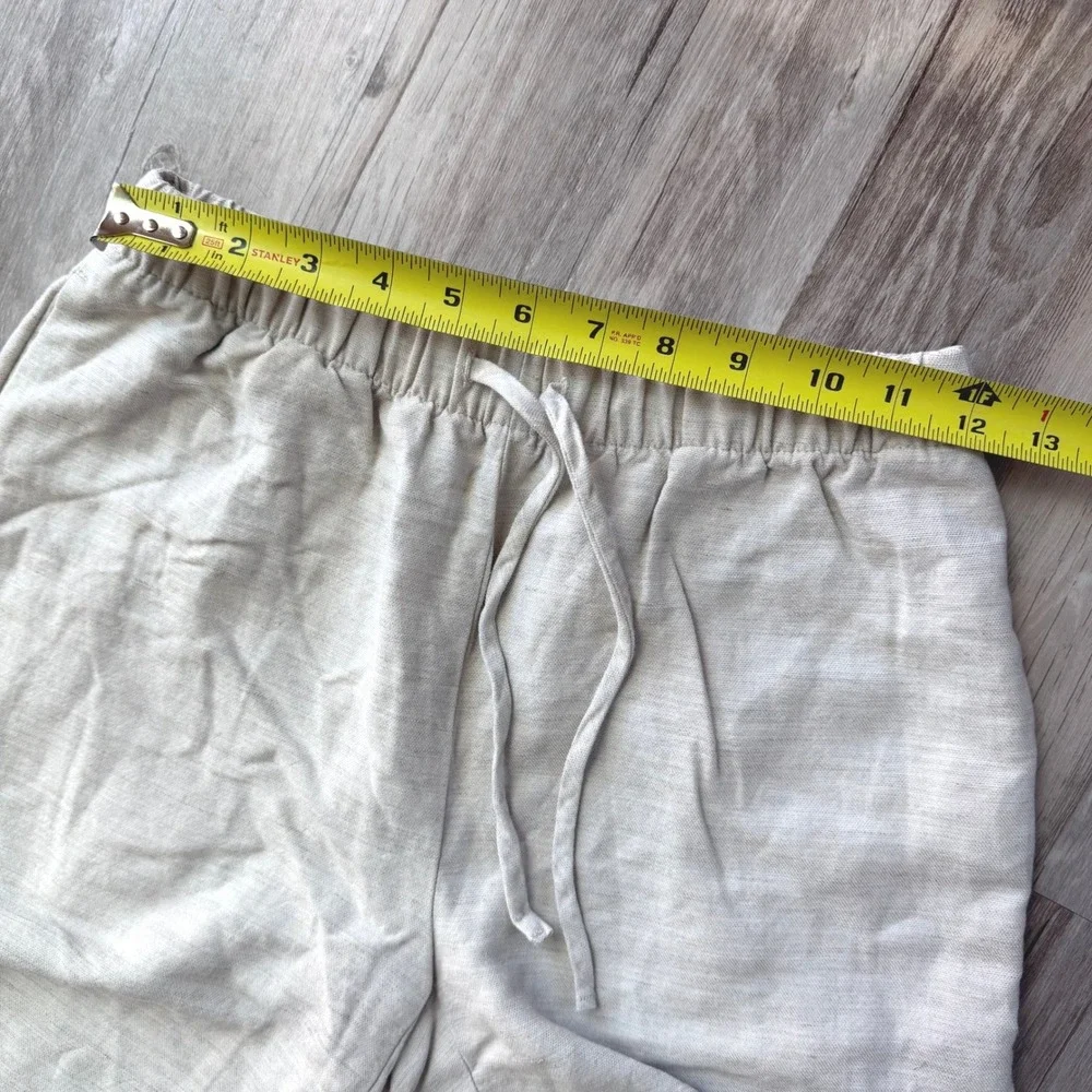Wilfred Aritzia Linen Blend Wide Leg Pants Beige XS Elastic Waist Drawstring